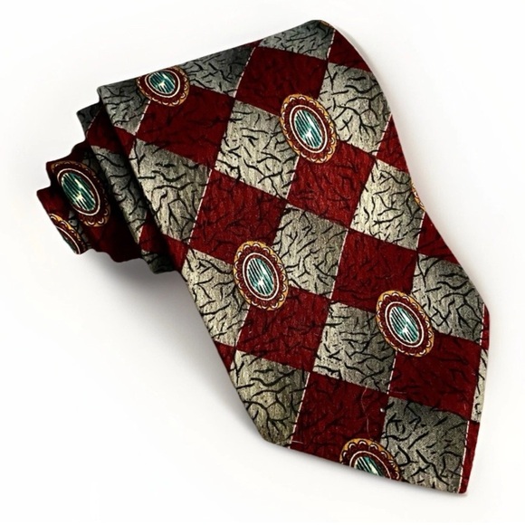 Protocol Red Checkered Design Classy Stylish Fashion Polyester Men's Neck Tie - Picture 1 of 5